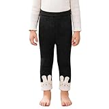 Sxiwei Mädchen Thermohose Leggings mit Fleece Trainingshose Turnhose Tanzschule Thermoleggings Thermounterwäsche Wintersporthose Yoga Schwarz 92-98