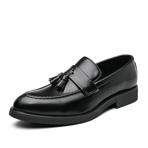 Men's Leather Tassels Slip-On Loafers Classic Penny Flats Smoking Loafers for Business Casual Dress Prom Party