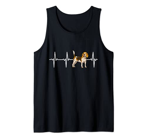 Beagle Heartbeat Love My Dog Tank Top, Black, S