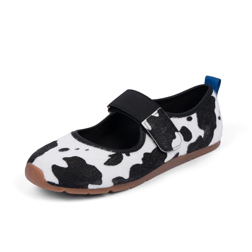 VIUGJNEX Women’s Mary Jane Sneakers Lightweight Casual Fashion Slip-On Flats 8 Cow Print