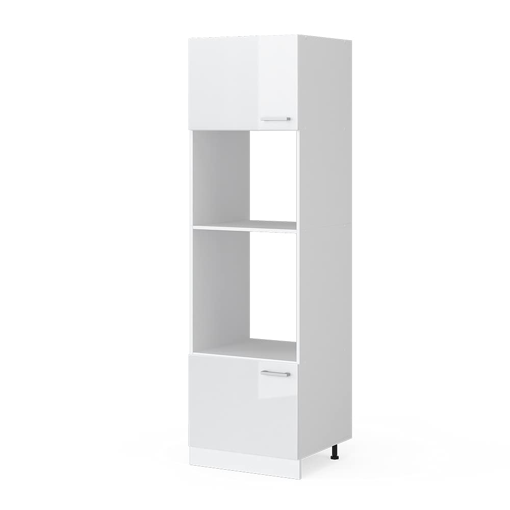 Vicco Mobile cucina microonde R-Line, Bianco lucido, 60 cm, per la libera combinazione all'interno di sistemi cucina modulari