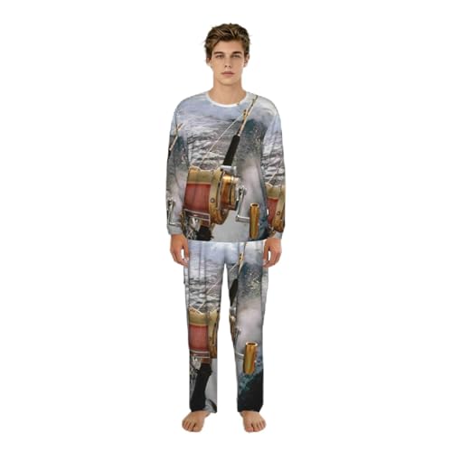 Pyjama homme canne à pêche en coton doux | Ensemble de nuit confort S-3XL