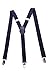 JINIU 1 Inch Fashion Mens Suspenders Christmas Adjustable Elastic Strong Clips for Men Wide Solid Navy