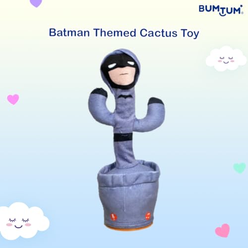Image of BUMTUM Dancing Singing Batman Theme Character Toy, Wriggle & Singing for Babies & Kids, Plush Musical Electronic Toys, Voice Recording Repeats(Silver)