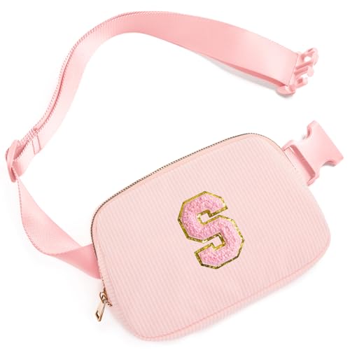 Image of Gitus Gifts for 10-16 Year Old Girls: Trendy Women's Fanny Pack with Initial Letter Patch - Crossbody Belt Bag (Light Pink-S)