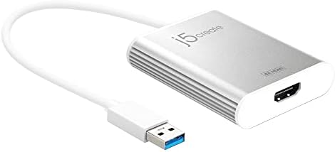 j5create USB 3.0 to 4K HDMI Display Adapter USB 3.0 Male Type-A Connector | HDMI Female Connector | 4K UHD | Resolution Up to 3840 x 2160 @ 30 Hz | Aluminum Housing (JUA354)