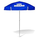 Kemp USA Heavy Duty Vinyl Lifeguard Umbrella - Great for Patio, Beach & Pool Umbrella with 45° Tilt Mechanism - Portable for Lifeguard Chair - with LIFE GUARD Logo (Royal Blue)