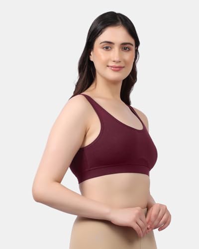 Image of Lavos Bamboo Cotton Comfort Sleeping Bra for Women, Slip On Bras to Wear at Home, Non-Padded & Non-Wired Sports Bras, Full /High Coverage, Soft Comfortable & Breathable Broad Strap Bra (Pack of 2)
