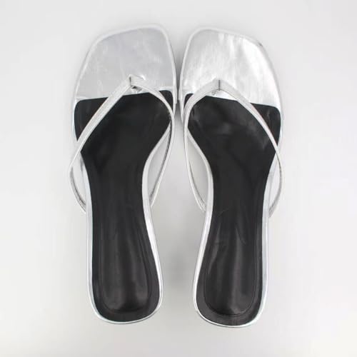 Image of Women's Miami Kitten Heels Sandals Square Open Toe Thong Sandal Flip Flop Heels +Memory Foam Heeled Sandals for Women