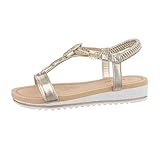  Ital Design Damenschuhe Sandalen & Sandaletten Keilsandaletten, AM241-, Kunstleder, Gold, Gr. 36