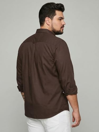 Image of Urbano Plus Men's Cotton Full Sleeve Regular Fit Solid Oxford Shirt with Button-Down Collar