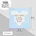 BLUE PANDA Baby Boy Shower Decorations - 5 x 5 In Light Blue & Gold Foil, 100 Pack Napkins - Welcome Little One Design Napkins for Baby Shower