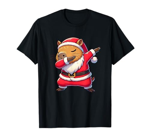 Natale Capybara Santa Divertente Capybara Amante Maglietta