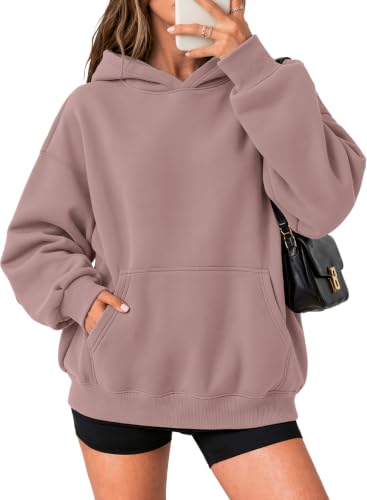 ATHMILE Womens Oversized Hoodies Fleece Sweatshirts with Pocket Dark Pink - image 1