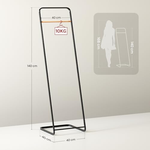 WOLTU Kleiderständer für Schlafzimmer Garderobenständer Metall Kleiderstange für Mäntel, Schwarz 40x40x140 cm (BxTxH)