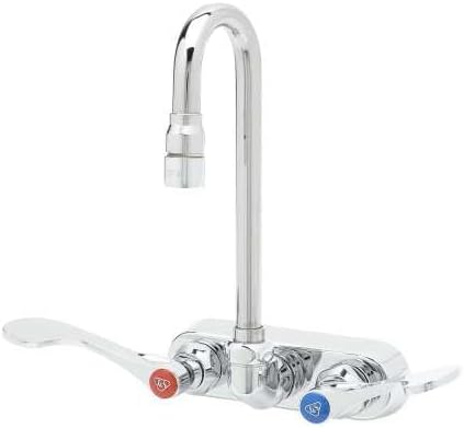 4" Wall Mount Workboard Faucet, Swivel Gooseneck, 2.2 GPM VR Aerator, 4" Handles, Elbows