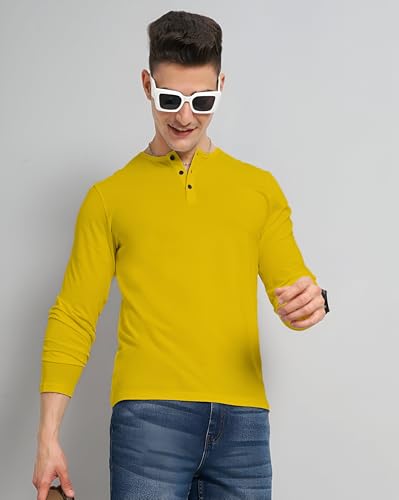 Image of LAZYCHUNKS Luxury Men's Full Sleeve Henley T-Shirt - Soft, Breathable, Stylish (Men's Henley T-Shirt), Great for Party and Casual wear
