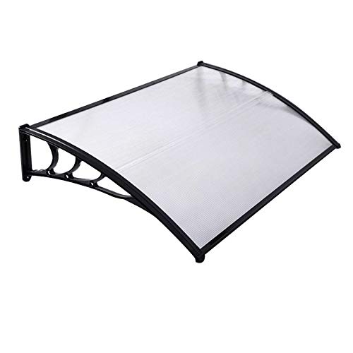 Door Canopy Awnings Garden Outdoor Window Patio Porch Rain Protector Shelter Shade Cover Resists-Corrosion 120x80x23.8cm,Black
