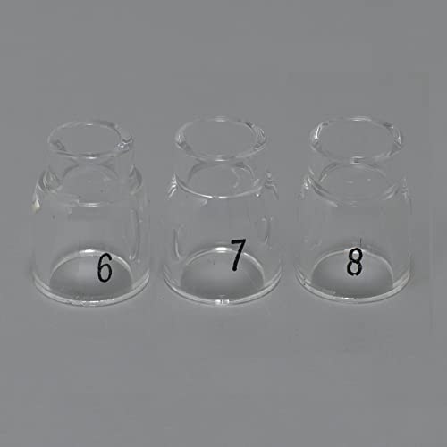 Image of RIVERWELD TIG Glass Cups Clear Quartz Nozzle 6# 3 /8 inch, 7# 7 /16 inch, 8# 1 /2 inch | 13N10 9.5mm, 13N11 11.00mm, 13N12 12.5mm kit for SR WP 9 17 18 20 25 26 TIG Welding Torches 3pcs