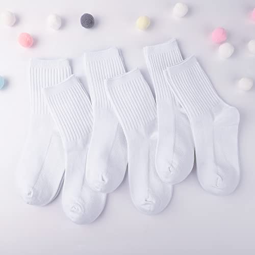 Kereda Boys Girls Cushioned Crew Socks Athletic Training Socks For Active Kids 6 Pairs 5-7 Years White #TOP6