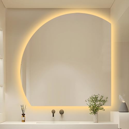 ZYBOWAYL ���~LED�o�X���[���~���[ �����\ �܂�~�߃o�j�e�B�~���[ �o�b�N���C�g3�F�����������ϋ� �^�b�`�X�C�b�`�t�� �t���[�����X�ȃG�l�Ɩ�LED�Ǐ��苾 �o�X���[�� �Q���p(Right Under Cut,70*70cm/28*28")