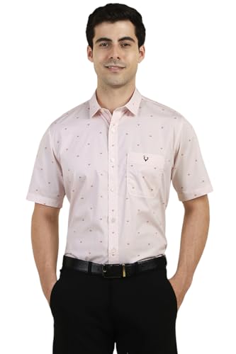 Image of Allen Solly Men Peach Print Half Sleeves Formal Shirts
