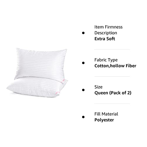 Eiue Hotel Collection Bed Pillows For Sleeping 2 Pack Queen Size，Pillows For Side And Back Sleepers,Super Soft Down Alternative Microfiber Filled Pillows,20 X 30 Inches #TOP5