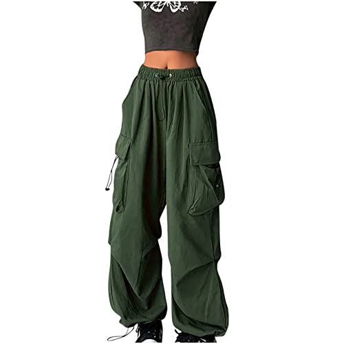 Women's Ankle-Tied Cargo Pants Adjustable Waist Hiking Walking Athletic Trousers Baggy Bloomers Teen Girl Streetwear