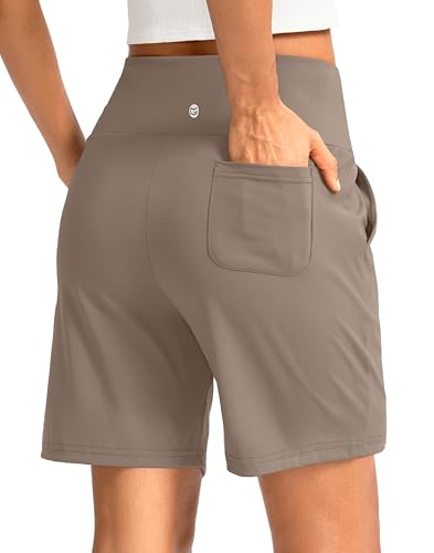 G Gradual Women's 9"/7"/5" Bermuda Athletic Long Shorts with 2 Pockets(Dark Khaki-L7,L) — view 2