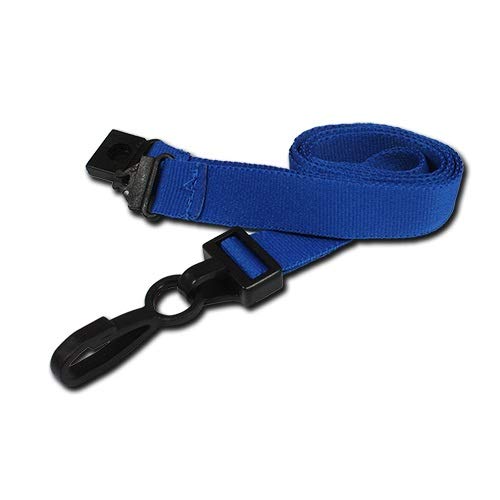 Identity-Plus: Royal Blue Lanyard - 15mm Width with Safety Breakaway Point and Plastic J Clip (50)