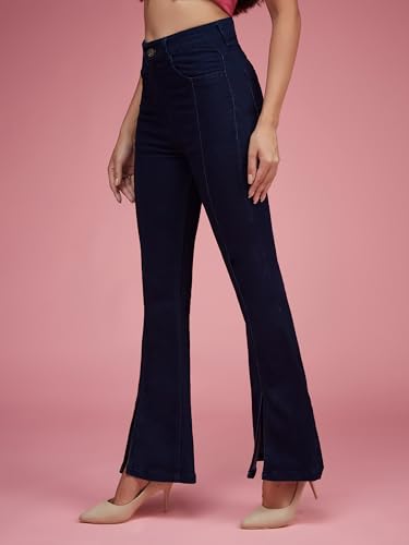 Image of Miss Chase Women's Wide-Leg High-Rise Regular-Length Stretchable Shaping Denim Jeans