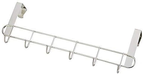 Pro Chef Kitchen Tools Over The Door Hook - General Purpose Storage Racks - 6 Coat Hooks - No Drill Towel Rack for Bathroom Storage Closet - Behind The Door Organizer Clothes Rack - Key Broom Hanger