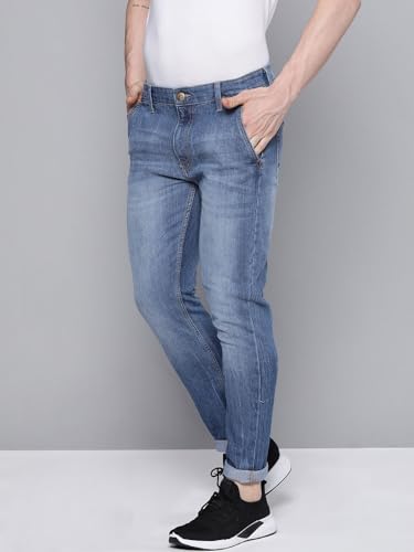 Image of The Indian Garage Co Men Slim Fit Solid Mid-Rise Stretchable Jeans