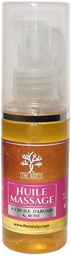 Huile de massage végétale à l'argan - hydratante relaxante et sensuelle - pour femme et homme (Rose) Cover