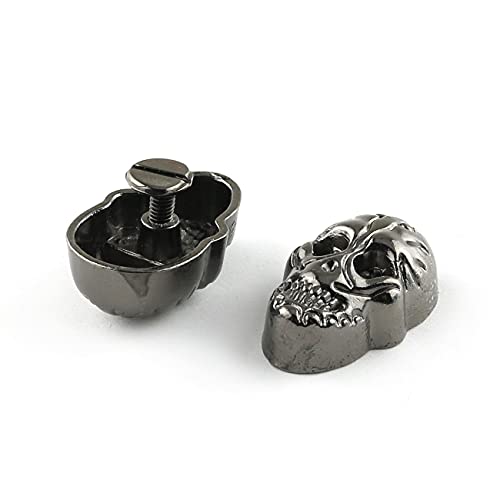 E-Outstanding 6Pcs Punk Skull Rapid Studs Decorative Rivet Leather Craft Bag Belt Garment Hat Shoes Decor Diy, Gun Black #TOP2