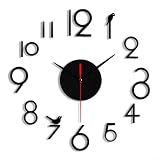 Uwithdanceme Rahmenlose DIY-Wanduhr, moderne 3D-Wanduhr, leise, nicht tickend, flippige Wanduhr für Wohnzimmer, Küche, Schlafzimmer, Büro, Zuhause (schwarz)