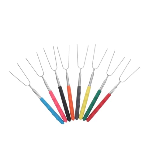 BESTonZON 8pcs Telescoping Stainless Steel Grilling Forks for Bbq Camping and Outdoor Roasting Versatile and Durable Bbq Tools for Meats Vegetables and Marshmallows