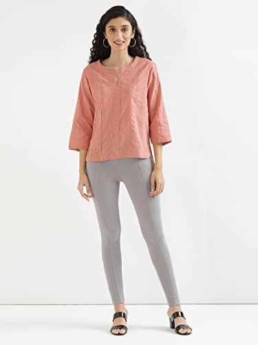 Image of SAADAA Everyday Cotton Top | Women's Regular Solid Color Top | Casual /Office Wear