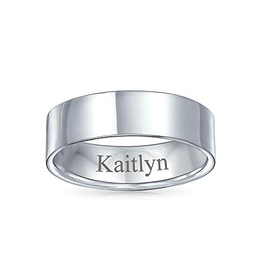 Minimalist Plain Simple .925 Sterling Silver Flat Couples Wedding Band Ring For Women For Men 6MM4