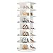 BrFoYu Rotating Shoe Rack 7 Tier Spinning Shoes Organizer Tower for 28-32 Pairs Lazy Susan 360 Revolving Shoe Storage Cabinet Rotate Shoe Handbag Rack Round Carousel for Closet, Bedroom (White)