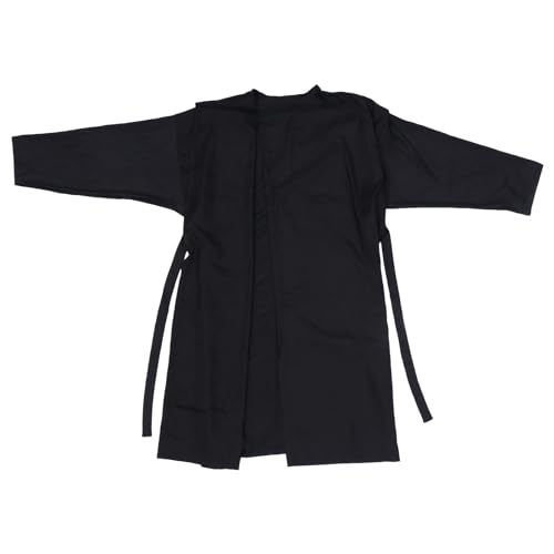 FOMIYES Salon Robes: Hair Salon Smock - Professional Fabric Smock Kimono Style, Black Haircut Cape Barber Apron