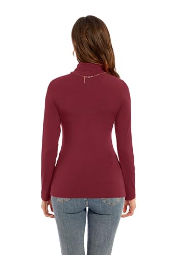 Image of Womens Long Sleeve Turtleneck T-Shirts Casual Lightweight Slim Fit Cozy Base Layer Top
