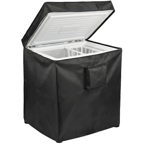 Chest Freezer Cover Deep Freezer Covers, Waterproof Freezers Covers Compact Outdoor Deep Freezers Cover for 3.5 Cubic Feet Chest refrigerator for Open, Zipper Pocket, Strap(25"W×23"D×34"H)