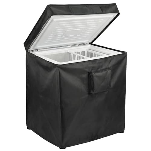 Chest Freezer Cover Deep Freezer Covers, Waterproof Freezers Covers Compact Outdoor Deep Freezers Cover for 3.5 Cubic Feet Chest refrigerator for Open, Zipper Pocket, Strap(25W×23D×34H)