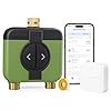 Meross Programmateur Arrosage WiFi 2 Voies MST200 | Arrosage Automatique & Contrôle à Distance | Retard de Pluie & Suivi Conso d'eau | Compatible avec Apple Home, Alexa et Google Home