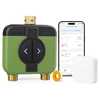 Meross Programmateur Arrosage WiFi 2 Voies MST200 | Arrosage Automatique & Contrôle à Distance | Retard de Pluie & Suivi Conso d'eau | Compatible avec Apple Home, Alexa et Google Home