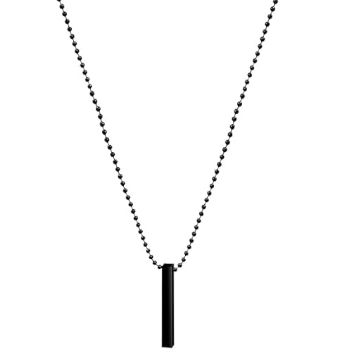 Stylish Bar Pendant for Men Black Silver chain for men Mens boyfriend gents locket for men Women l neck chain lockets mens chains fashion Necklace Long