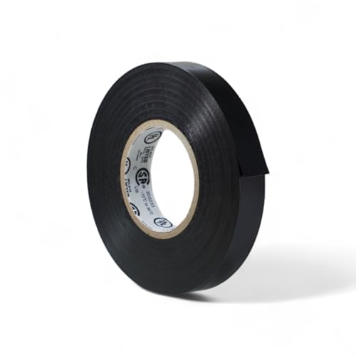GGR Supplies T.R.U. EL7566-AW Professional Grade Rubber Black PVC Electrical Tape, Rated up to 600 Volts and 176 F - UL/CSA/CE Listed Synthetic: 1/2 in. x 66 Ft. (8 Mil)