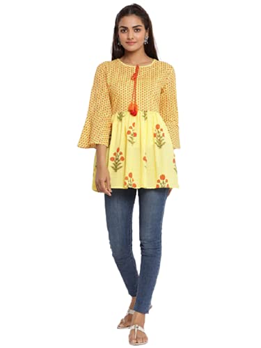 Image of FABRIC FITOOR Women's Floral Print Cotton Peplum Top