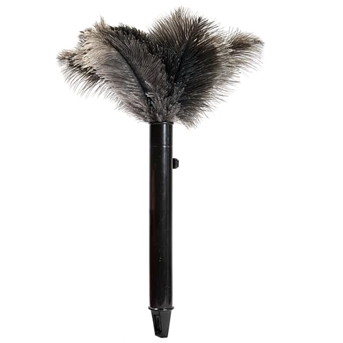 Image of Retractable Ostrich Feather Duster for Cleaning, Fluffy and Natural Feather Duster with Retractable Handle, Reusable Eco-Friendly Handheld Cleaning Supplies (15 inch)